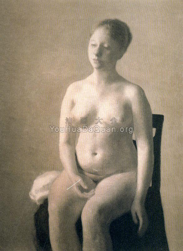 Seated Female Nude - 威尔汉姆·哈莫修依